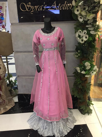 Organza Frock With Mirror 1(PC'S)