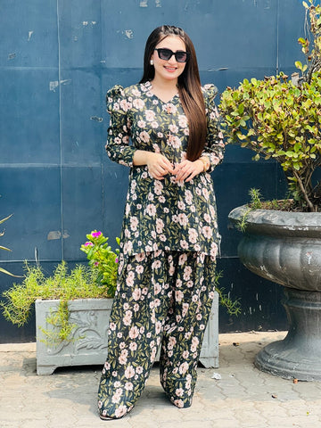 Shirt With Puff Sleeve Print Lawn (Doria Lawn 2pcs ) SA-846