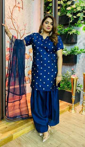Rawsilk Dress With Organza Dupatta Sa-714