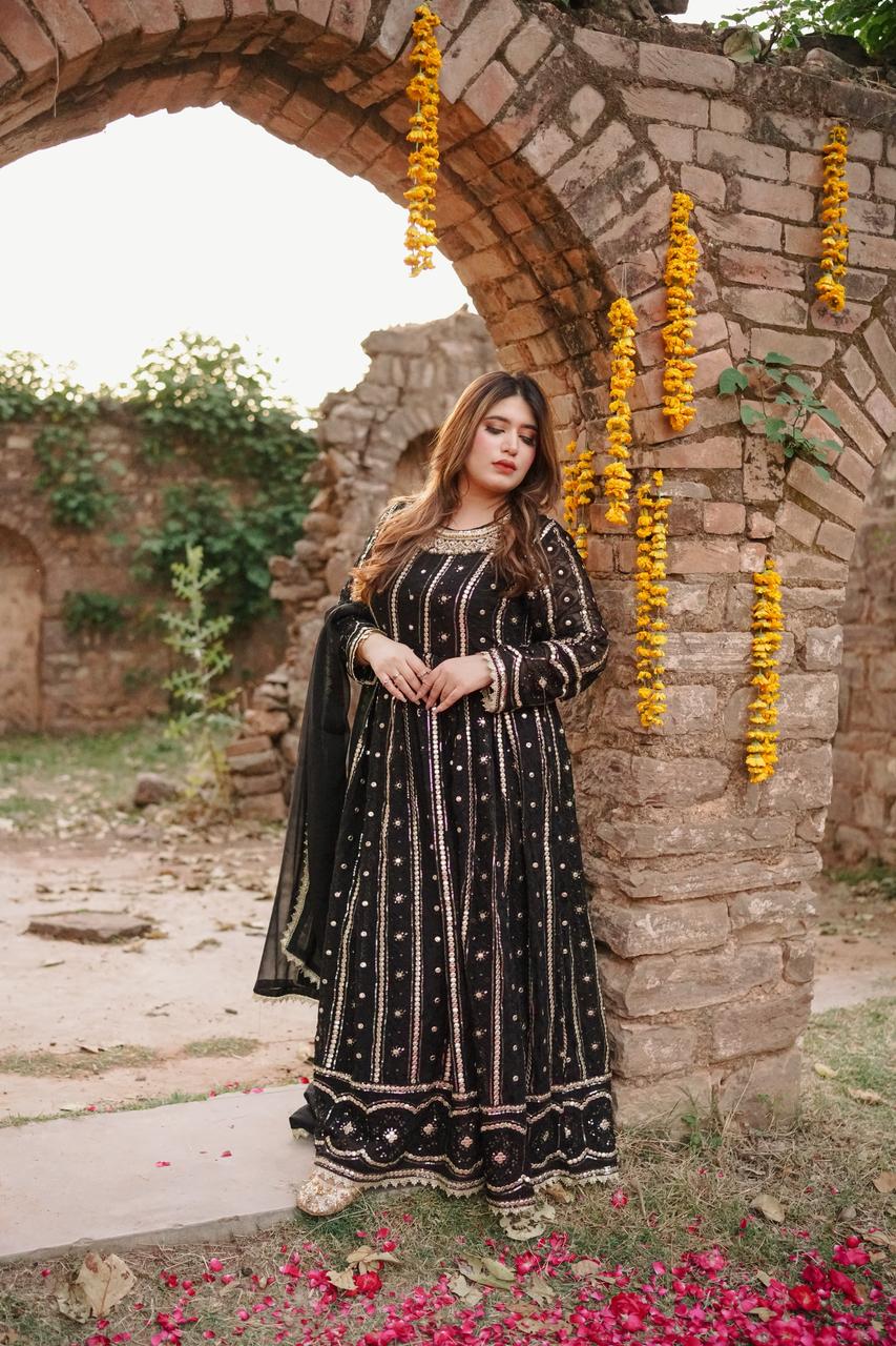 NAYAB MAXI With Handwork Neckline Gala (3pcs ) SA-709