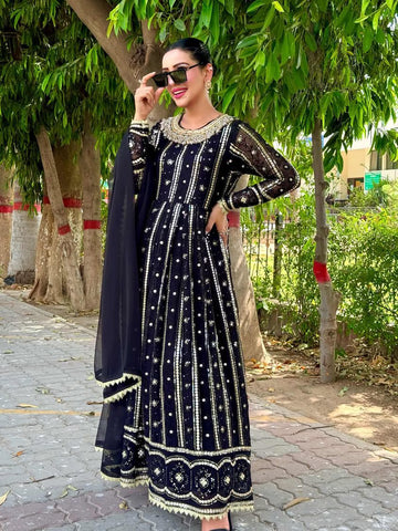 NAYAB MAXI With Handwork Neckline Gala (3pcs ) SA-709