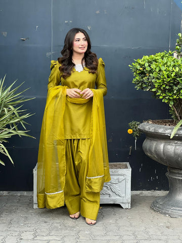 Rhinestone Farshi shalwar Set-3pcs