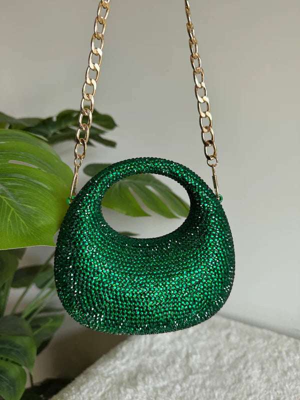 Viral Swarovski Metallic Clutch with Chain - Mini