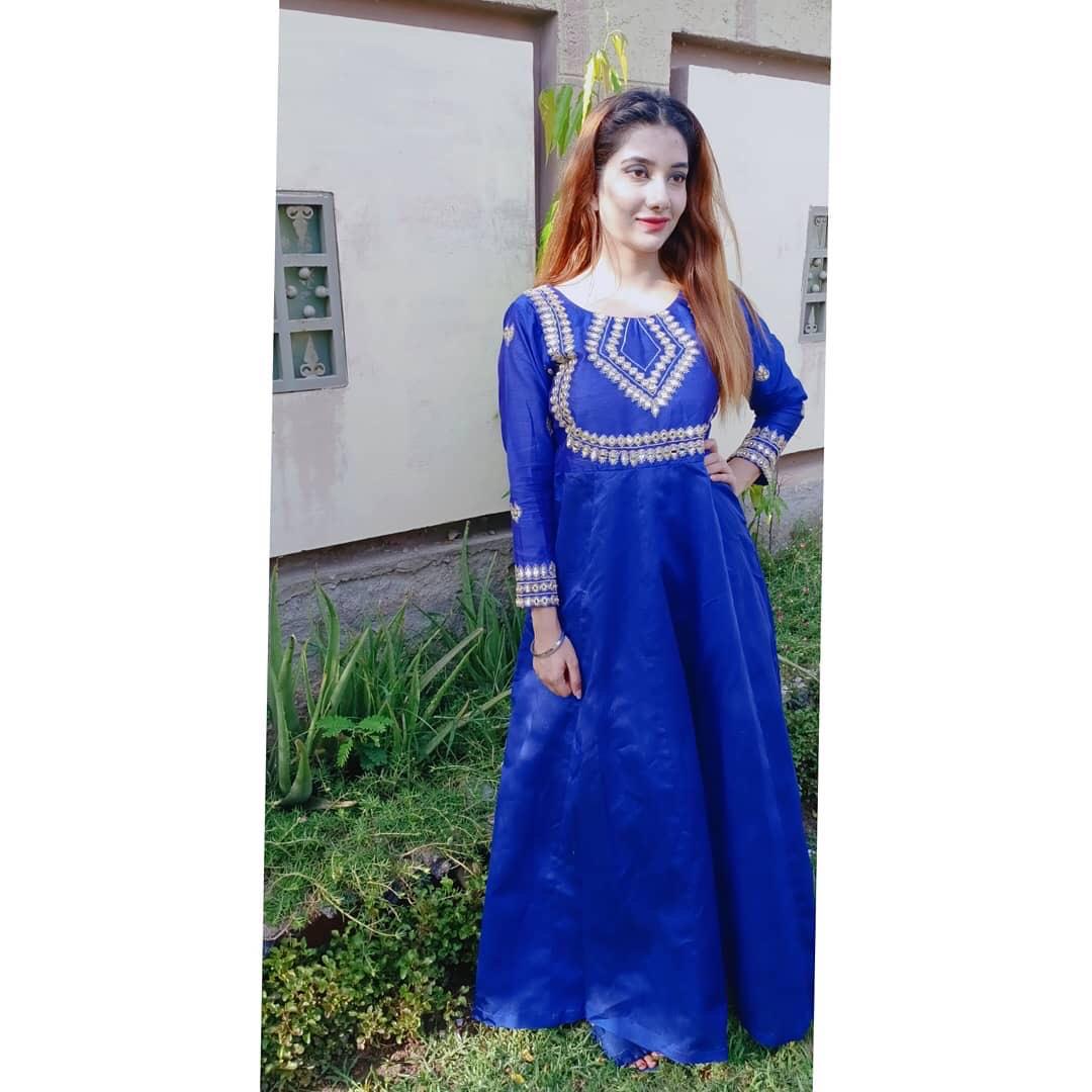 Raw silk Frock with Mirror Work