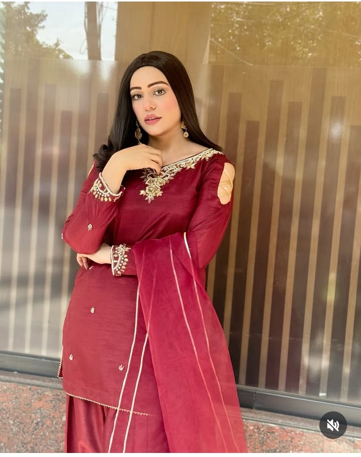 Handwork & Spray On Shirt Rawsilk Farshi Shalwar (3pc) SA-841