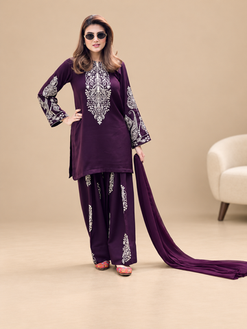 Blushing 3-Piece Dhanak Farshi Suit
