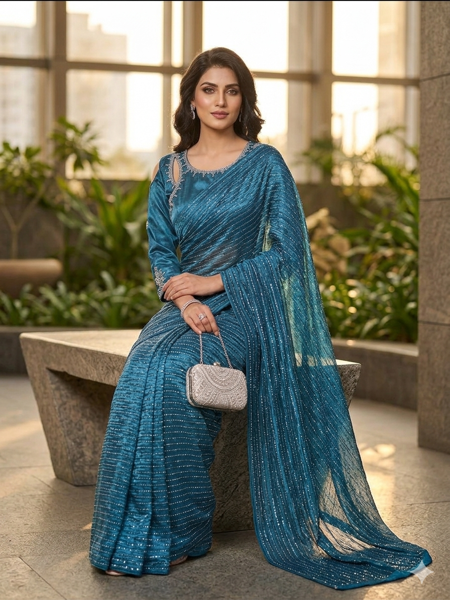 Zarminay Shimmer Saree