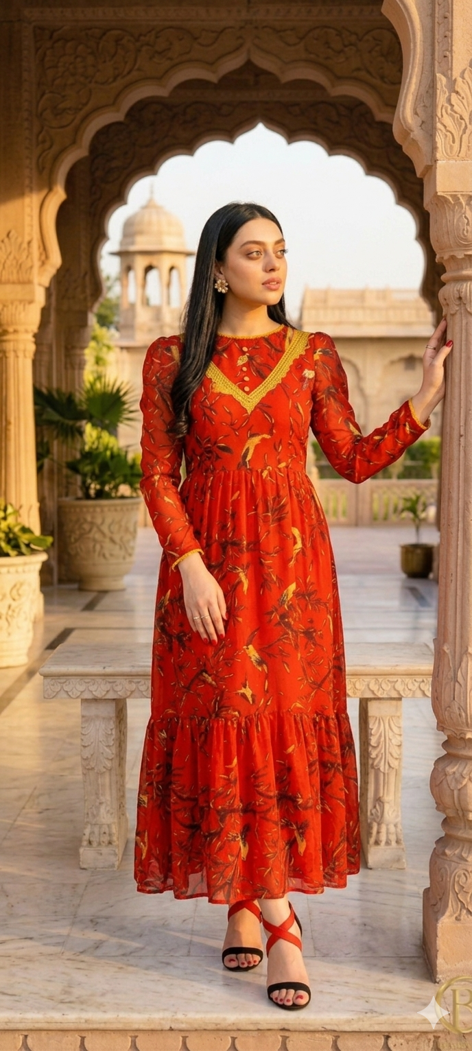 Floral chiffon frock