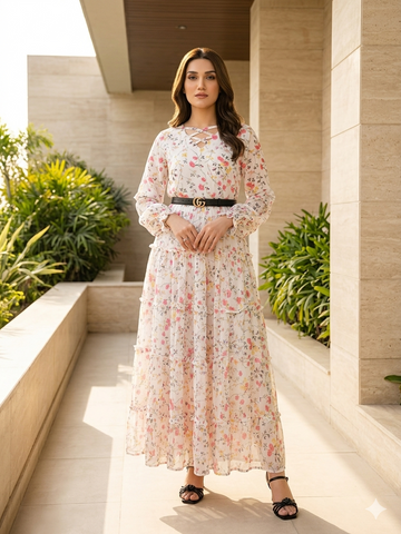 Chiffon Layer Maxi  With Soft lining Attatched(1 PC)
