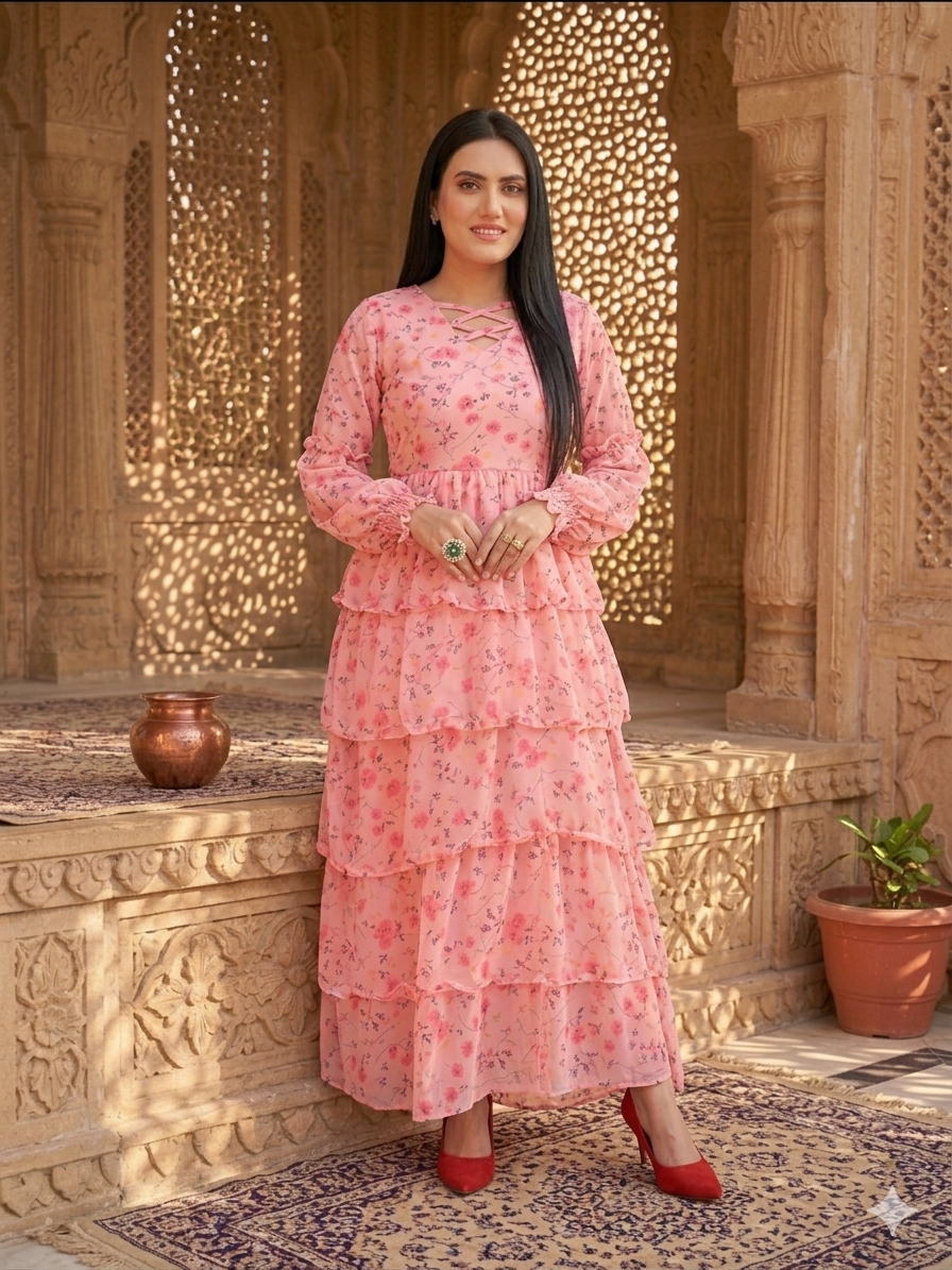 Chiffon layer Maxi With Soft lining Attatch(1 PC)