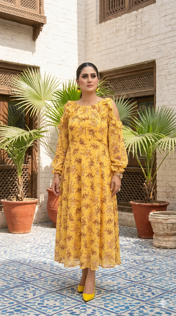Chiffon Maxi With Soft Lining Cut Bazoo (1 PC)
