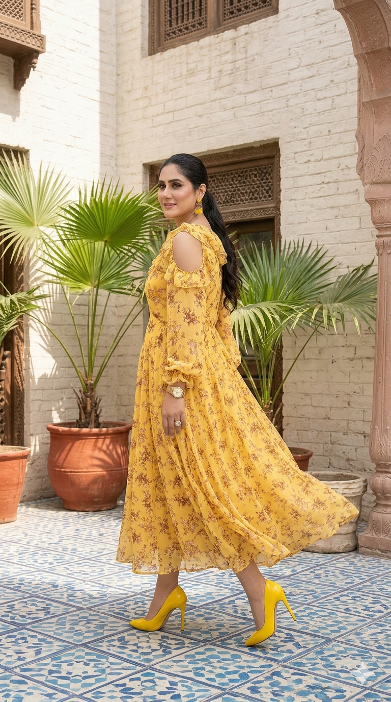 Chiffon Maxi With Soft Lining Cut Bazoo (1 PC)