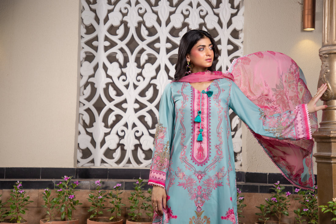 Zariah 3pc Unstitched  Suit