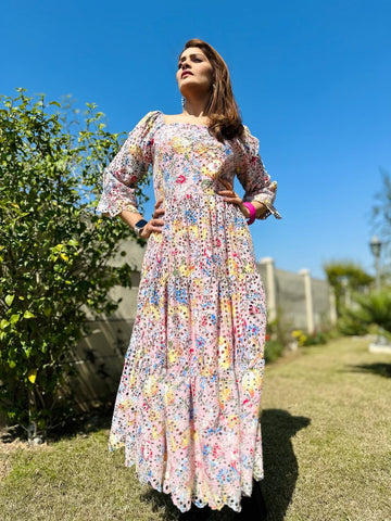 Handcrafted Rainbow Chicken Frock