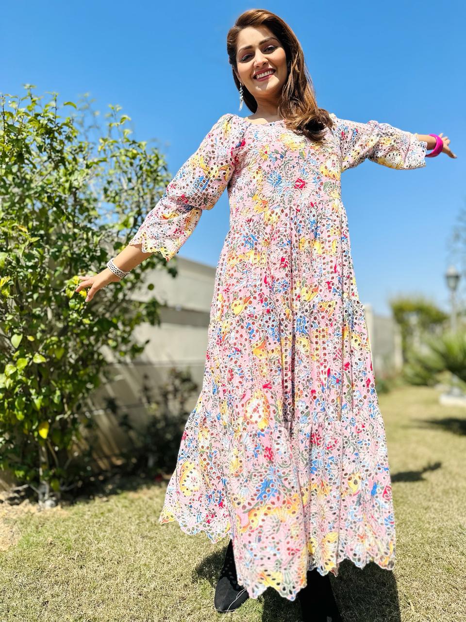Handcrafted Rainbow Chicken Frock