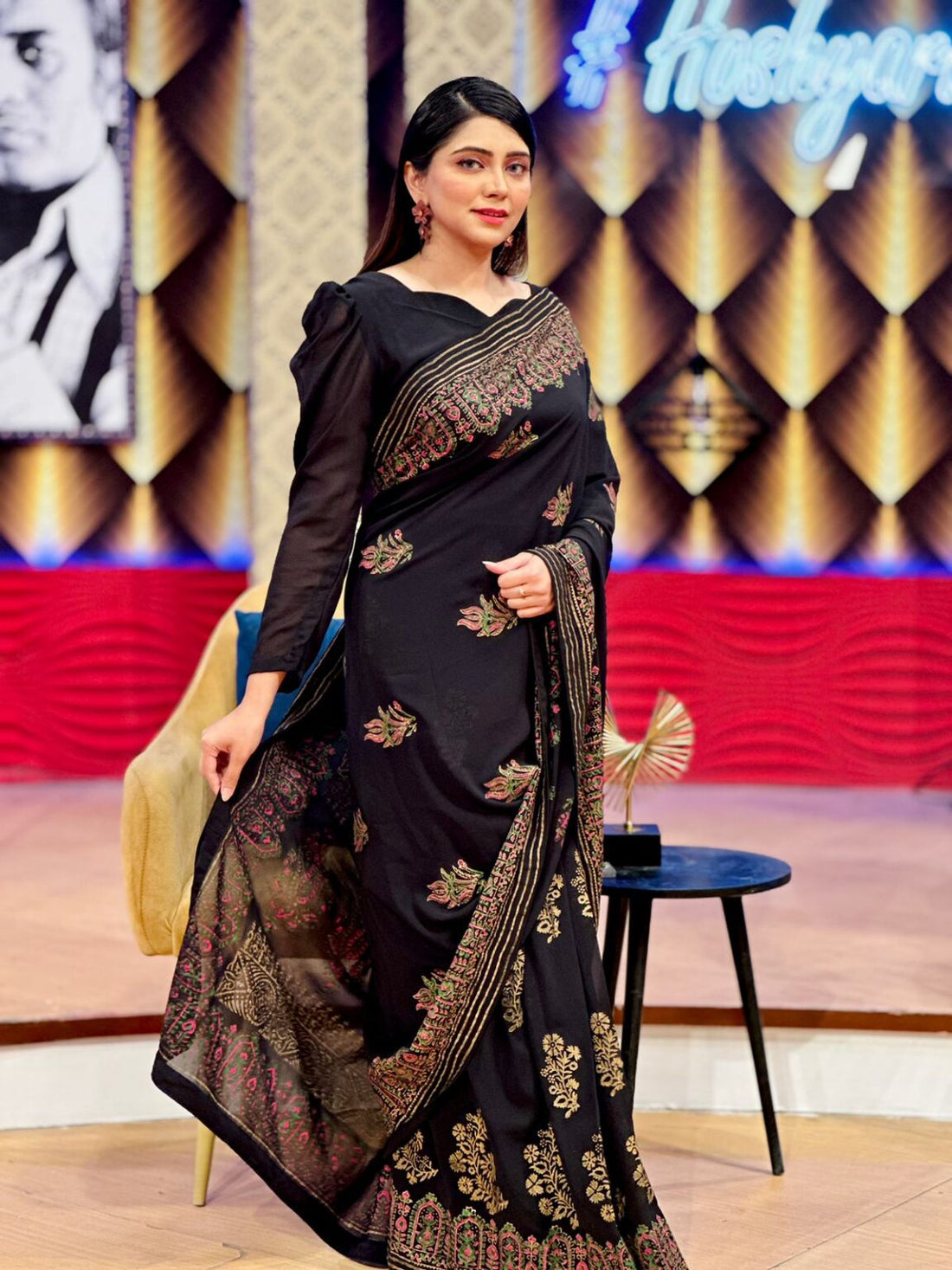 Chiffon block print Saari