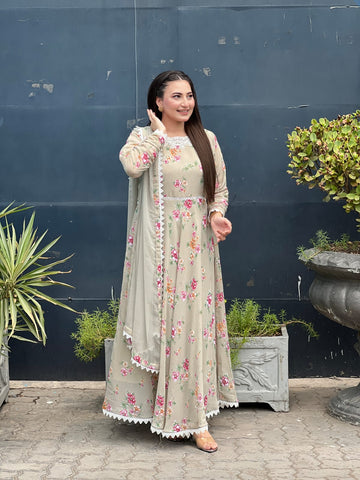 Korean Chiffon Frock Tila Emb Gala (Summer Rose 3pc)