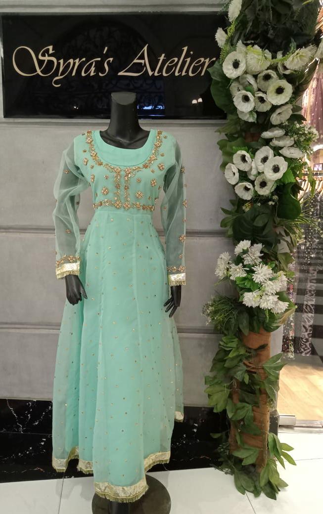 Organza Hand Worked Frock 3pc