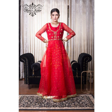 Organza Hand Worked Frock 3pc