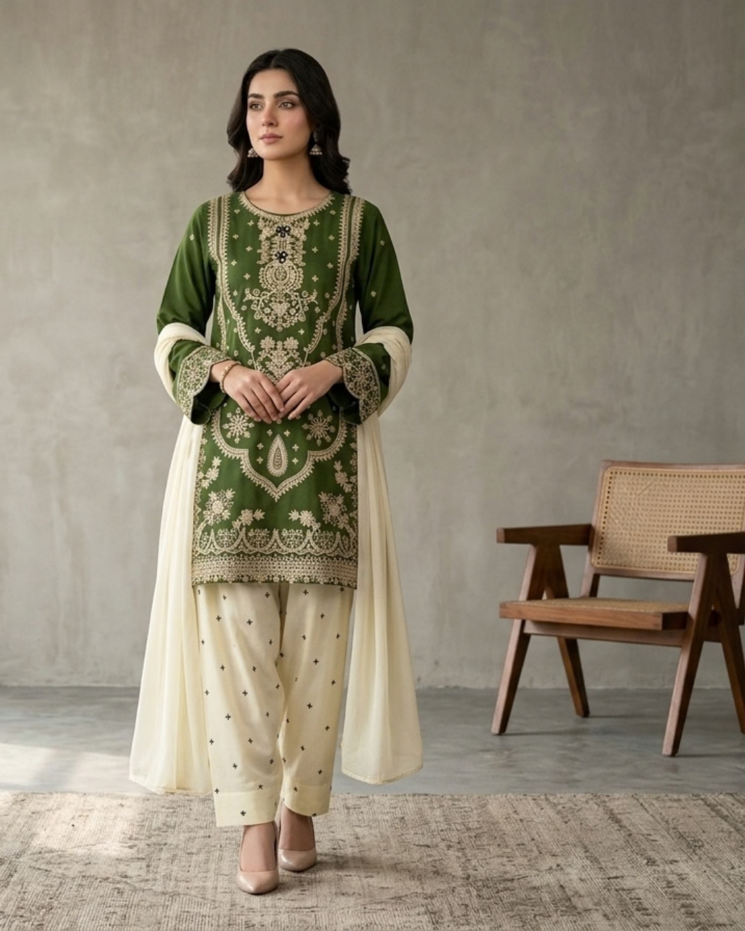 Garbs 3-Piece Dhanak Farshi Suit by Syra's Atelier — outfit image 1