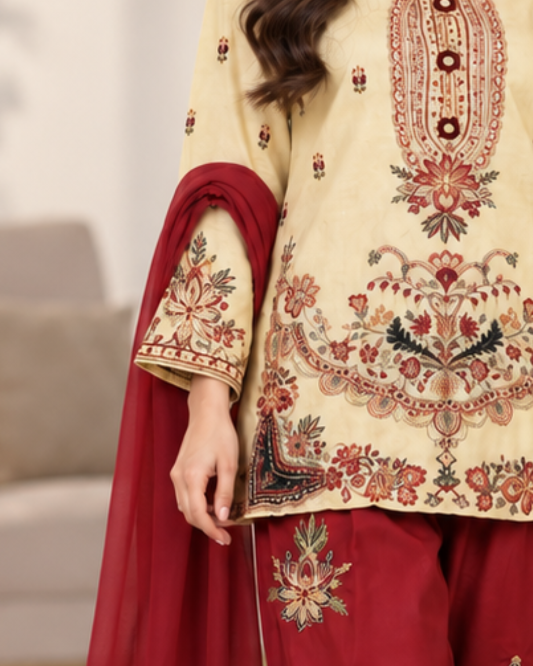Luxe Loom 3-Piece Dhanak Farshi Suit by Syra's Atelier — outfit image 5