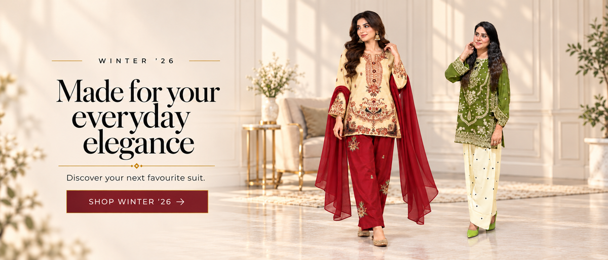 Winter '26 full-length suit collection desktop banner without logo